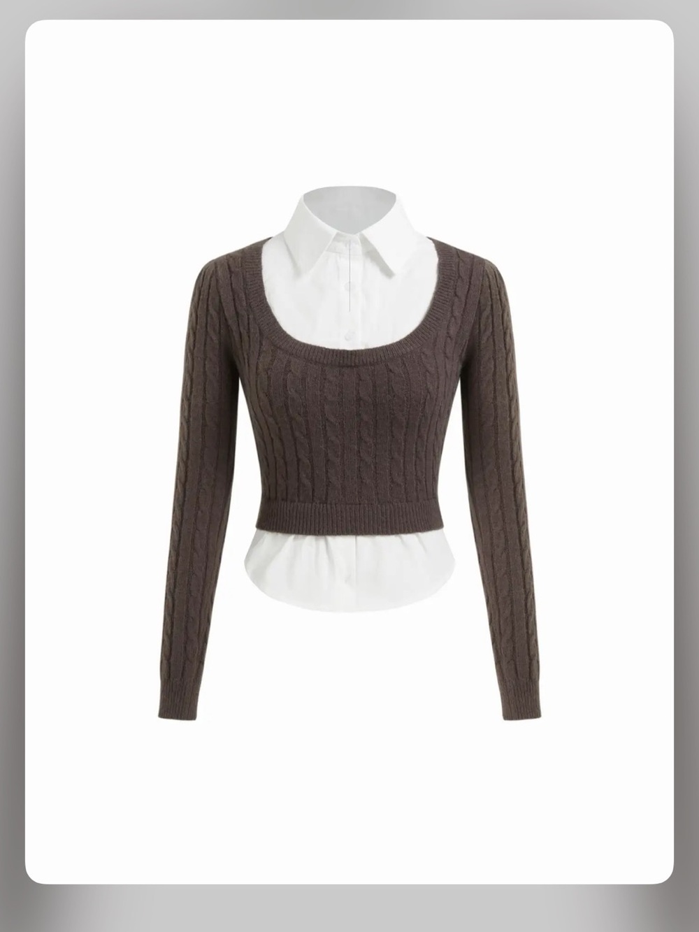 Cider CABLE KNIT CROCHET COLLAR TWO TONE CROP TOP S WC14-20